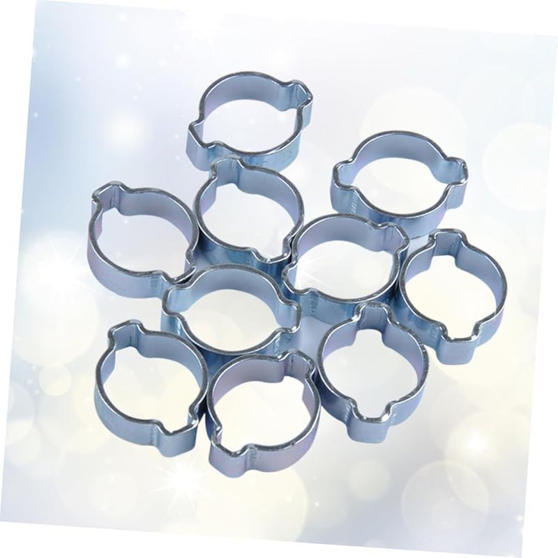 Veemoon 10pc Silver Zinc Plated Double Ear Hose Clamps 3.7x3cm for Automotive Water Tube - Image 3